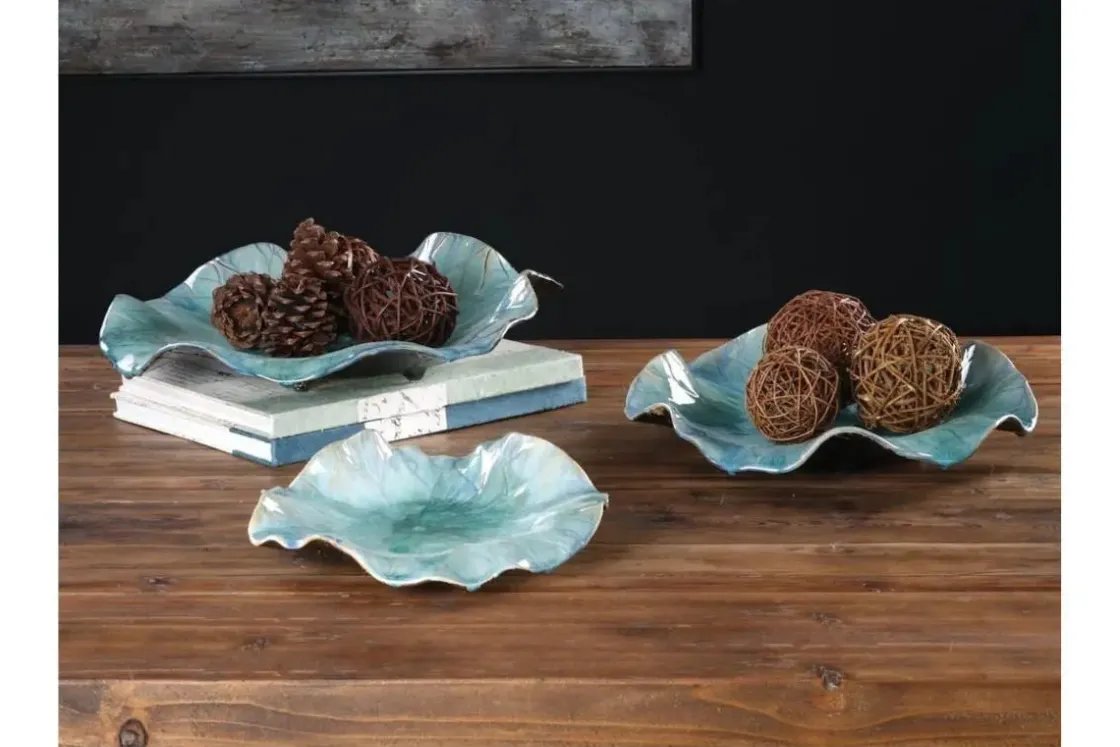 Mor Furniture Abella Ceramic Wall Art In Blue, Set Of 3