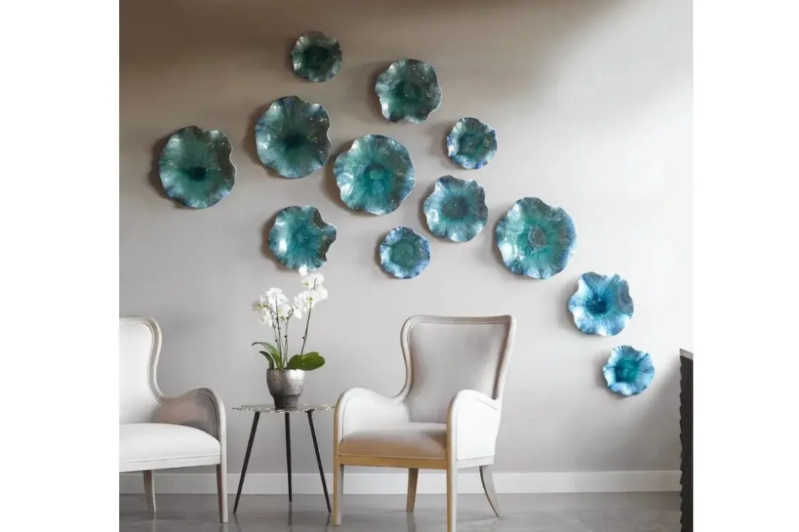 Mor Furniture Abella Ceramic Wall Art In Blue, Set Of 3