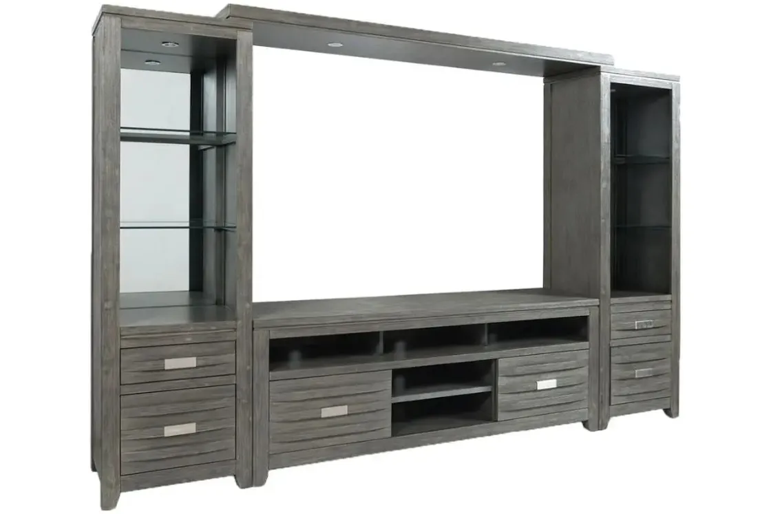 Mor Furniture Altamonte 4 Piece Entertainment Center In Gray, 70 Inch
