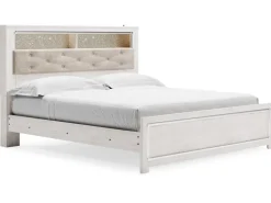 Mor Furniture Altyra Bookcase Bed In Pearl White, Queen