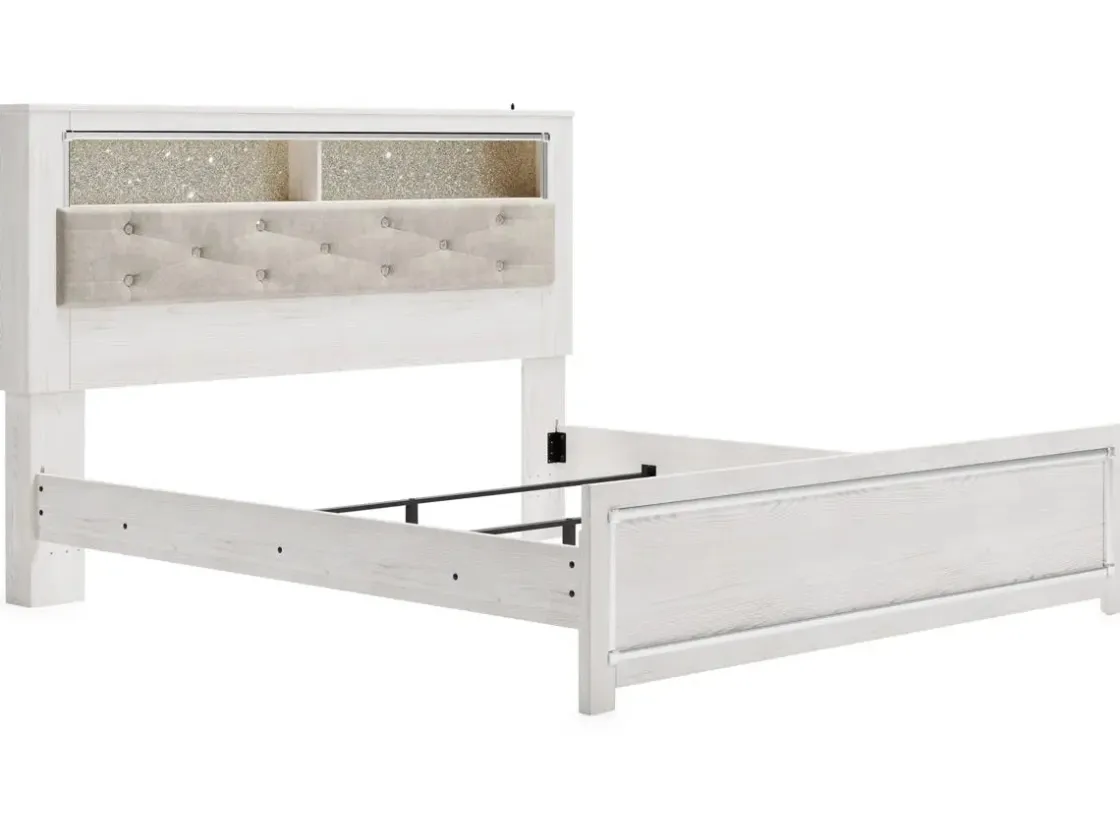 Mor Furniture Altyra Bookcase Bed In Pearl White, Queen