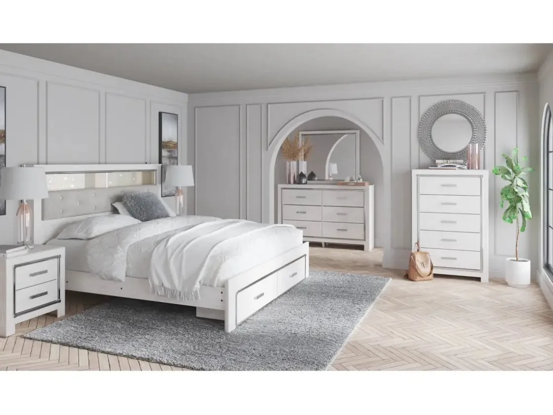 Mor Furniture Altyra Bookcase Bed W/ Storage In Pearl White, Queen