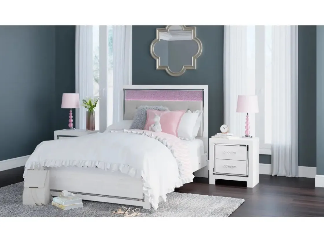 Mor Furniture Altyra Panel Bed In Pearl White, Twin