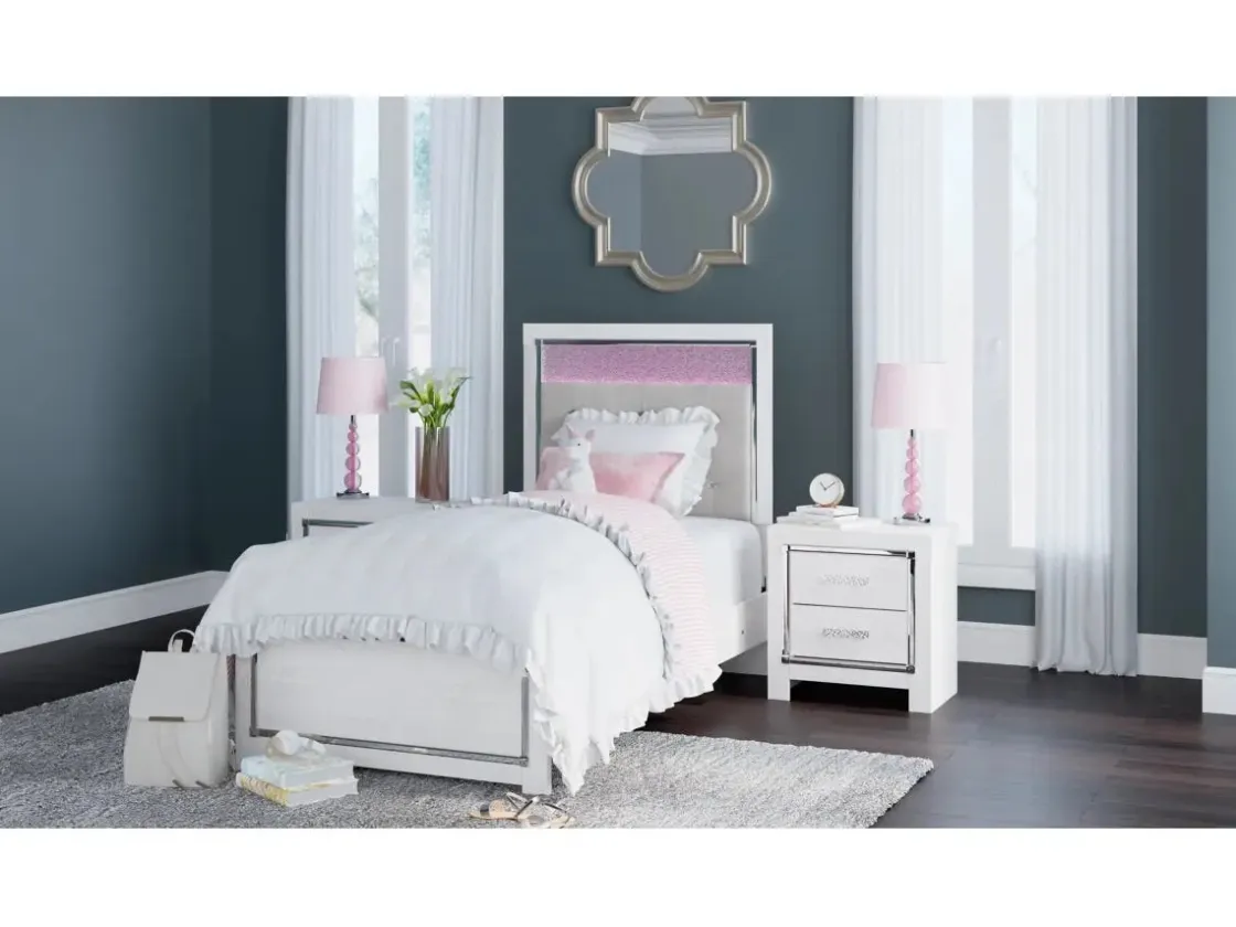 Mor Furniture Altyra Panel Bed In Pearl White, Twin