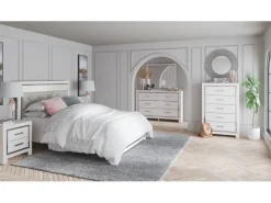 Mor Furniture Altyra Panel Bed In Pearl White, Twin