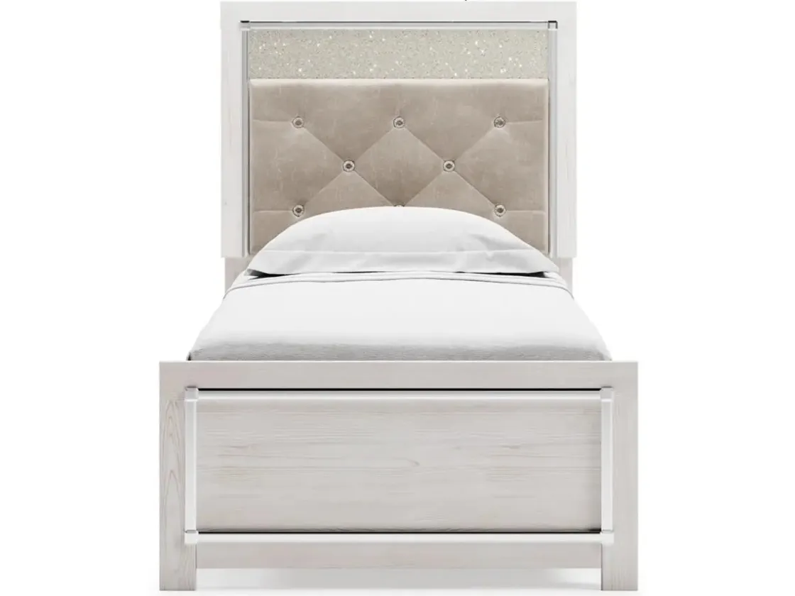 Mor Furniture Altyra Panel Bed In Pearl White, Twin