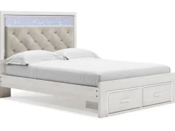 Mor Furniture Altyra Panel Bed W/ Storage In Pearl White, Queen