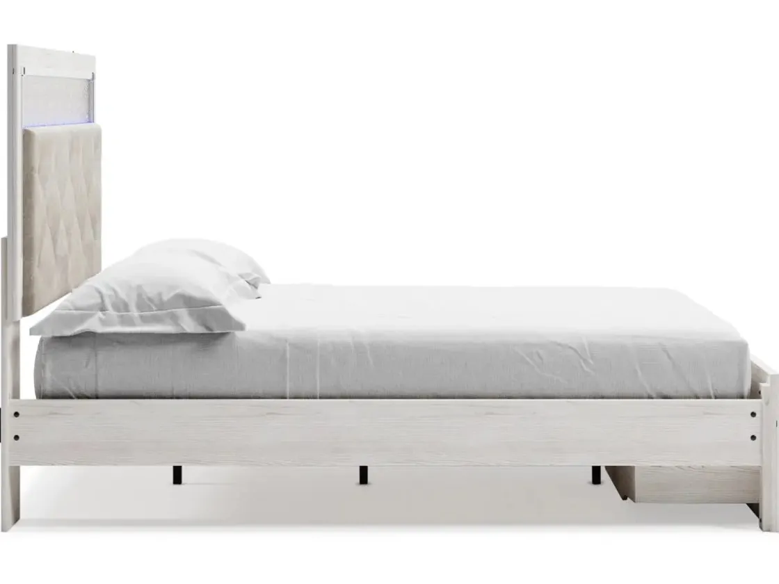 Mor Furniture Altyra Panel Bed W/ Storage In Pearl White, Queen