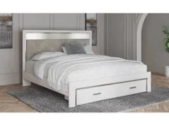 Mor Furniture Altyra Panel Bed W/ Storage In Pearl White, Queen