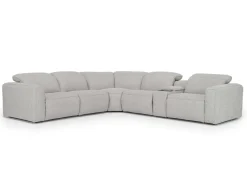 Mor Furniture Amara 6 Piece 2 Power Sectional W/ 2 Power Armless Recliner In Tasmin Granite
