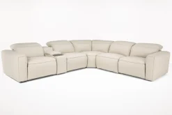 Mor Furniture Amara 6 Piece 2 Power Sectional W/ 2 Power Armless Recliner In Tasmin Granite