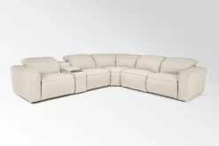 Mor Furniture Amara 6 Piece 2 Power Sectional W/ 2 Power Armless Recliner In Tasmin Granite