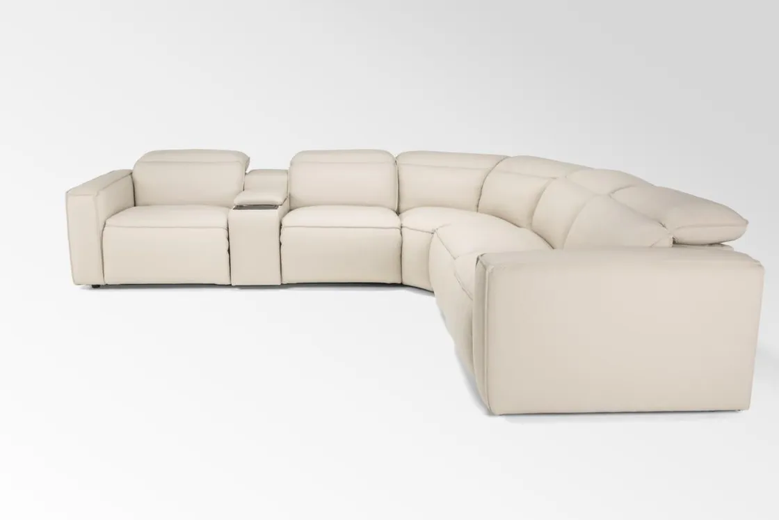 Mor Furniture Amara 6 Piece 2 Power Sectional W/ 2 Power Armless Recliner In Tasmin Granite