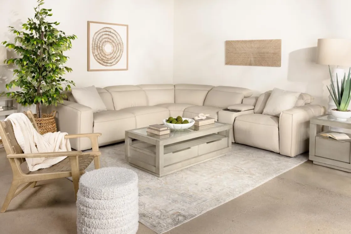 Mor Furniture Amara 6 Piece 2 Power Sectional In Tasmin Granite