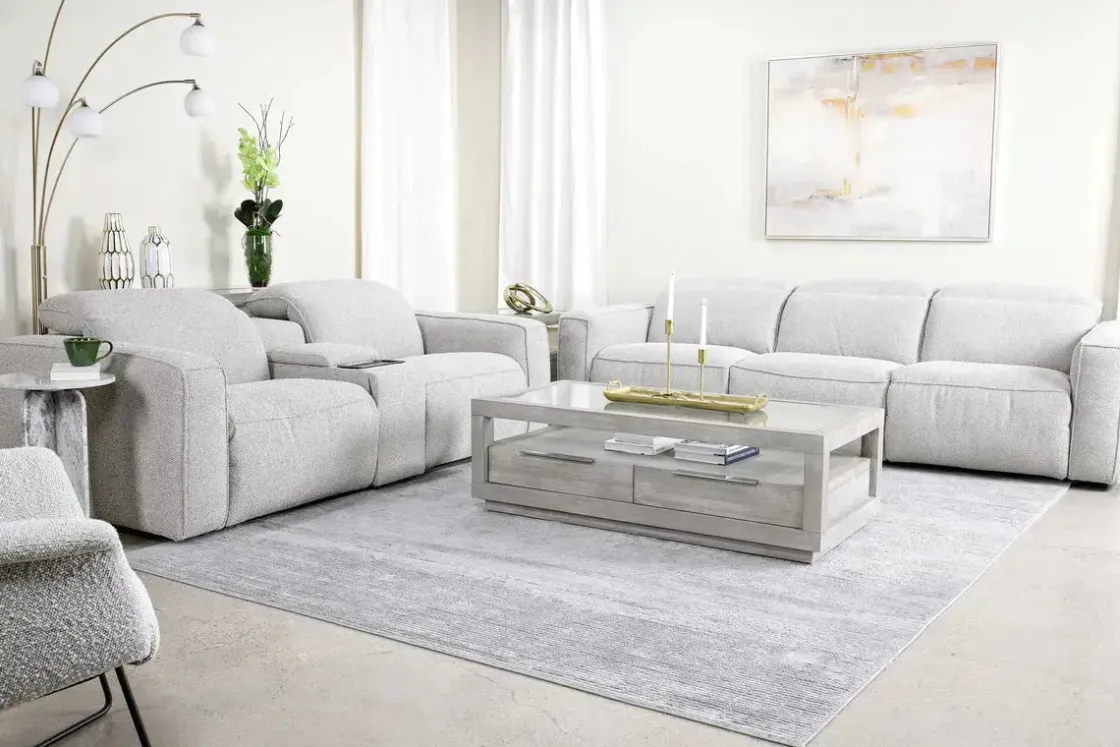 Mor Furniture Amara 2 Power Console Loveseat In Tasmin Granite