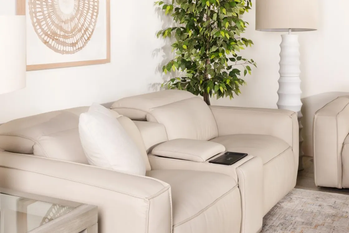 Mor Furniture Amara 2 Power Console Loveseat In Tasmin Granite
