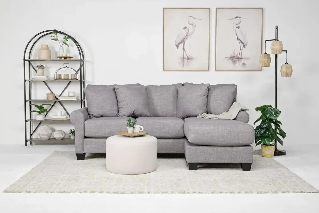 Mor Furniture Amelia Crypton Performance Sofa Chaise In Nomad Snow, Down