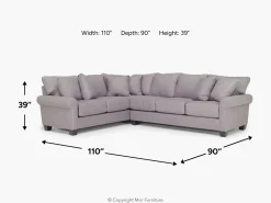 Mor Furniture Amelia Crypton Performance Tux Sofa Sectional In , Left Facing