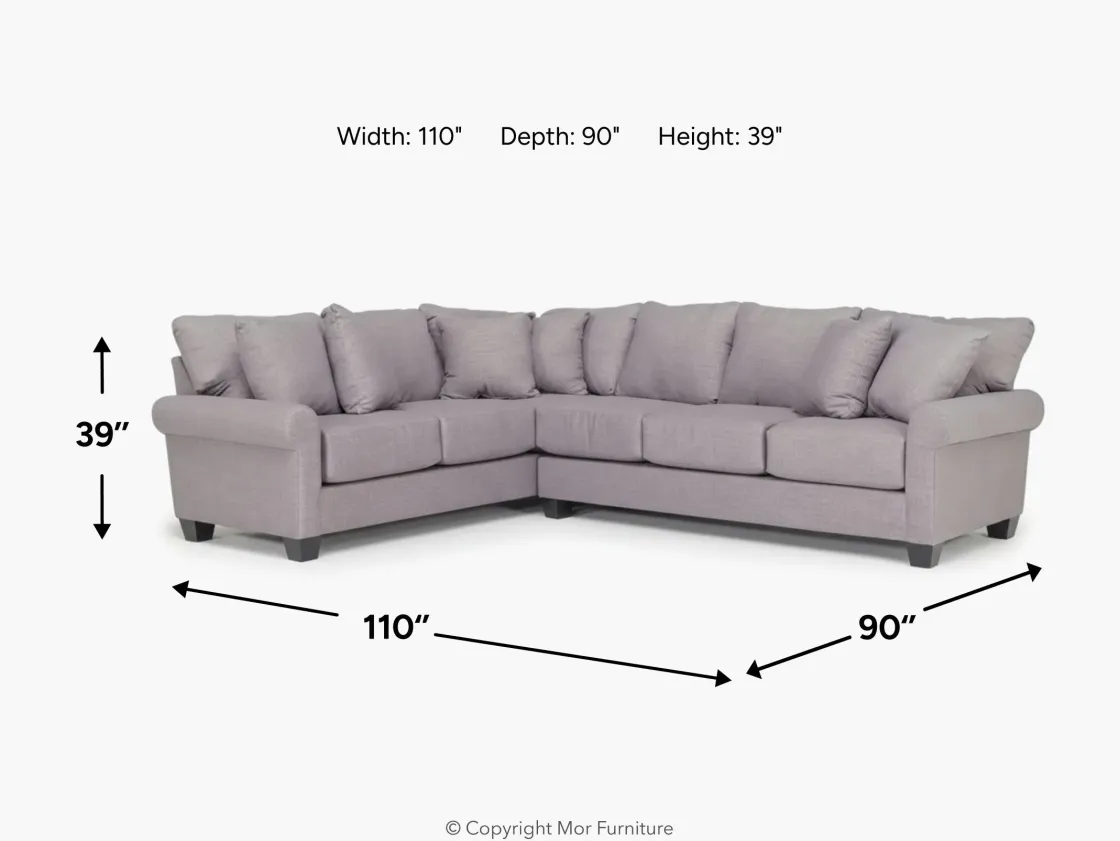 Mor Furniture Amelia Crypton Performance Tux Sofa Sectional In , Left Facing