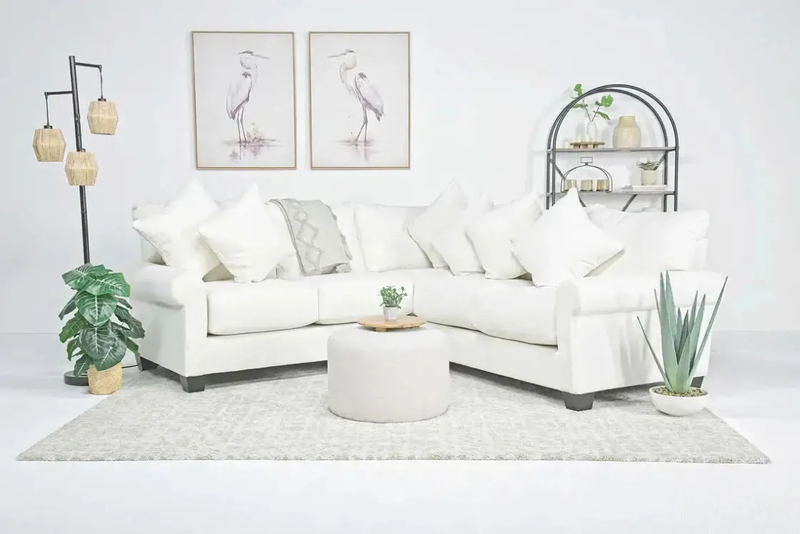 Mor Furniture Amelia Crypton Performance Tux Loveseat Sectional In , Left Facing