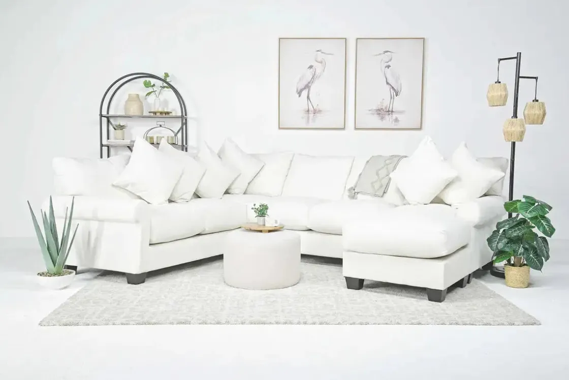 Mor Furniture Amelia Crypton Performance Sofa Chaise Sectional In , Left Facing