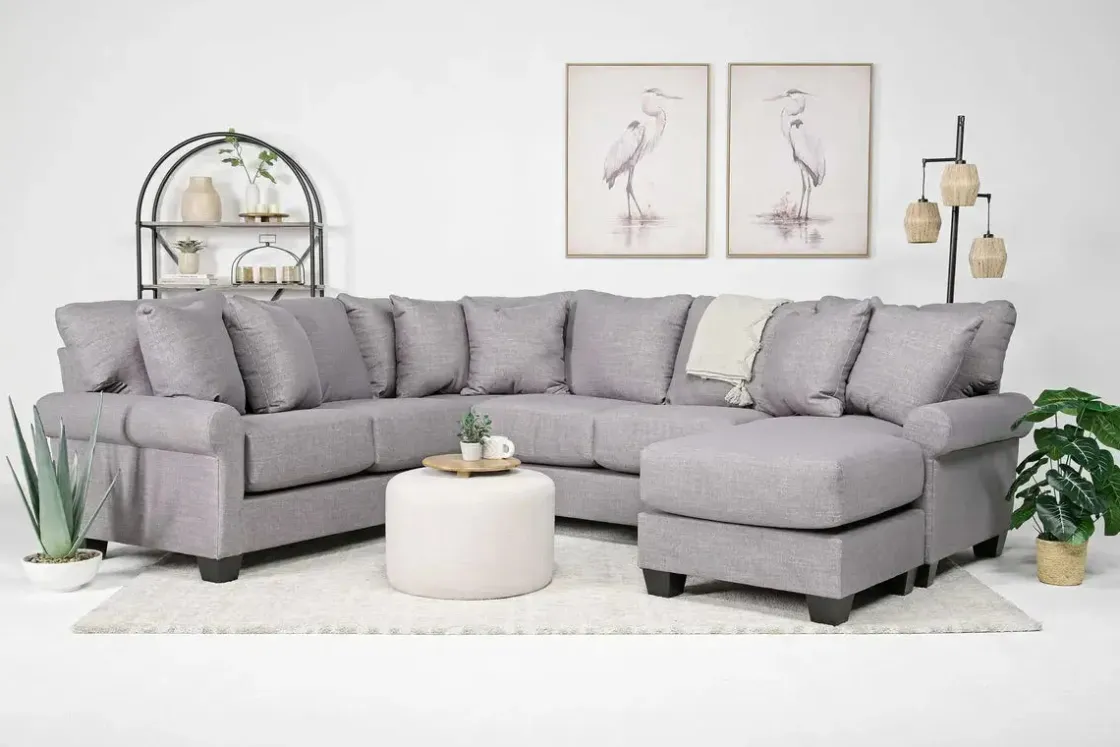 Mor Furniture Amelia Crypton Performance Sofa Chaise Sectional In , Left Facing