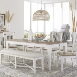 Mor Furniture Americana Dining Table & 4 Chairs & Bench In Cotton