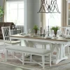 Mor Furniture Americana Trestle Dining Table & 4 Chairs & Bench In Cotton