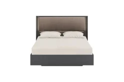 Mor Furniture Amy Upholstered Bed W/ Storage, Dresser, Mirror & Nightstand In Dark Oak, Queen