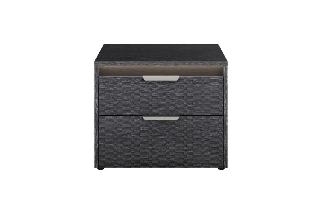Mor Furniture Amy Upholstered Panel Bed, Dresser, Mirror & Nightstand In Dark Oak, Queen
