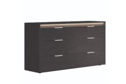 Mor Furniture Amy Upholstered Panel Bed, Dresser, Mirror & Nightstand In Dark Oak, Queen