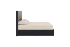 Mor Furniture Amy Upholstered Panel Bed W/ Storage In Dark Oak, Queen