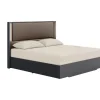 Mor Furniture Amy Upholstered Panel Bed In Dark Oak, Queen