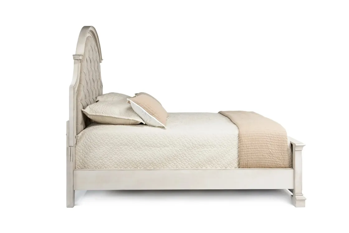 Mor Furniture Anastasia Upholstered Panel Bed In Antique Bisque, Queen