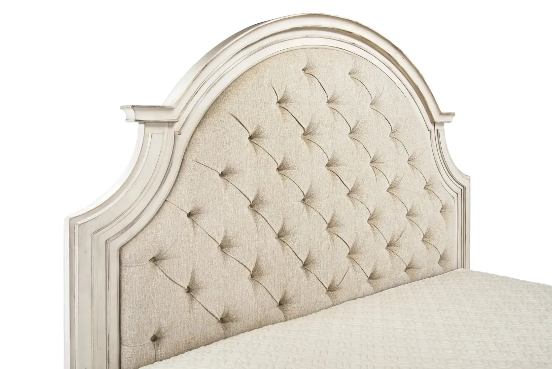 Mor Furniture Anastasia Upholstered Panel Bed In Antique Bisque, Queen
