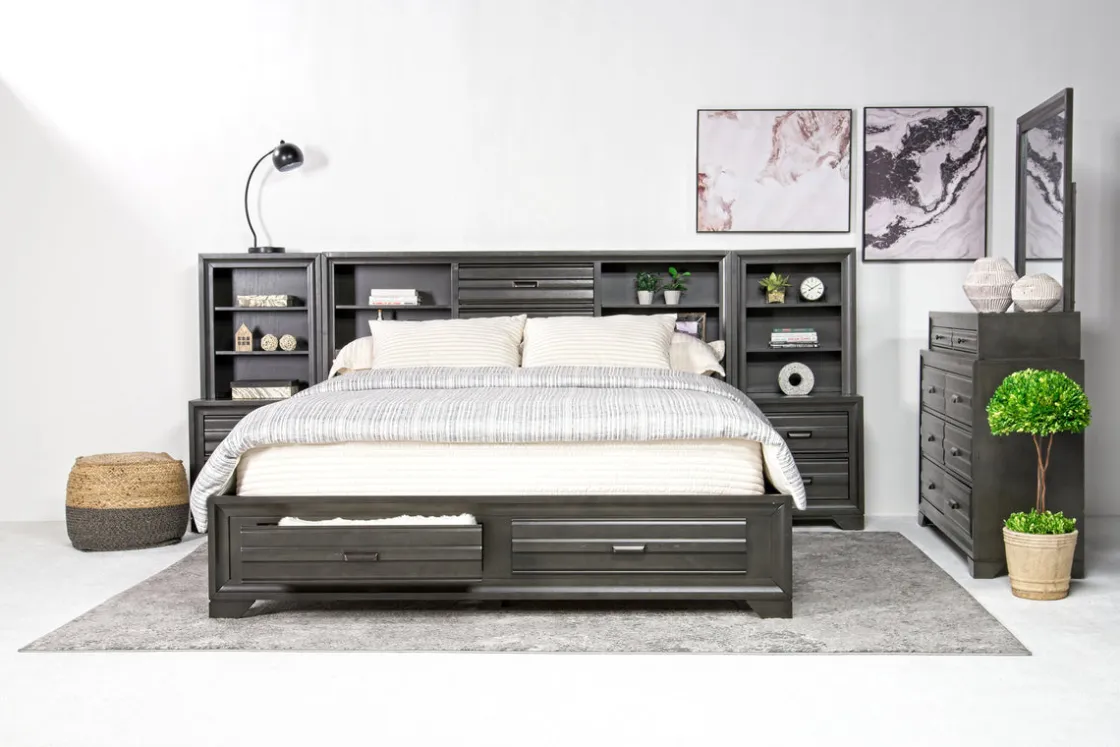 Mor Furniture Andes Wall Bed, Dresser & Mirror In Charcoal, Twin