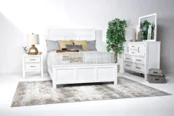 Mor Furniture Andover Panel Bed, Dresser, Mirror & Nightstand In White, Twin