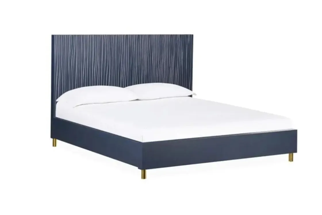 Mor Furniture Argento Panel Bed In Navy Blue, Full