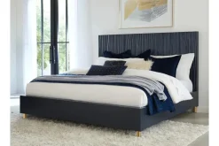 Mor Furniture Argento Panel Bed In Navy Blue, Full