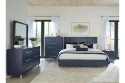 Mor Furniture Argento Panel Bed In Navy Blue, Full