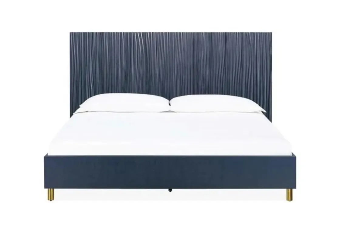 Mor Furniture Argento Panel Bed In Navy Blue, Full