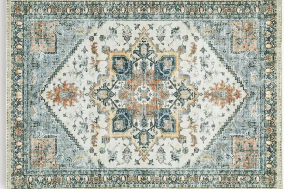 Mor Furniture Arlenmont Classic Rug In Blue/White/Brown, 5’ X 7’