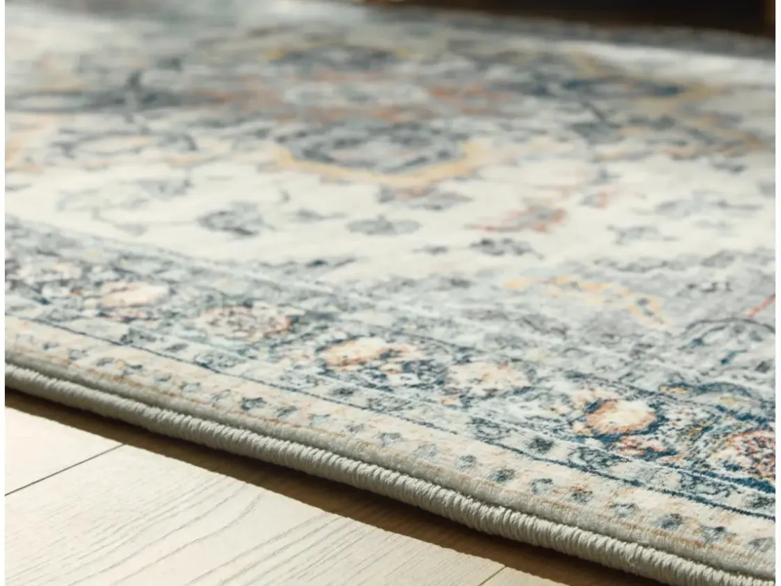 Mor Furniture Arlenmont Classic Rug In Blue/White/Brown, 5’ X 7’