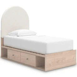Mor Furniture Arloster Panel Bed W/ 2 Drawer Storage In White, Twin