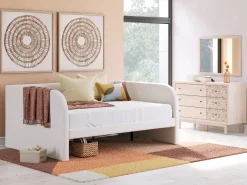 Kids Mor Furniture Arloster Upholstered Daybed In Tan/White, Twin