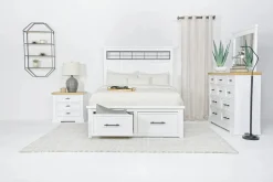 Mor Furniture Ashbryn Storage Bed, Dresser, Mirror & Nightstand In White, Queen