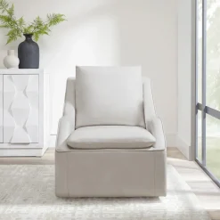 Mor Furniture Asher Leather 360 Degree Swivel Chair In Ice