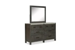 Mor Furniture Aspen Valley Panel Bed, Dresser, Mirror & Nightstand In Sierra Brown, Queen