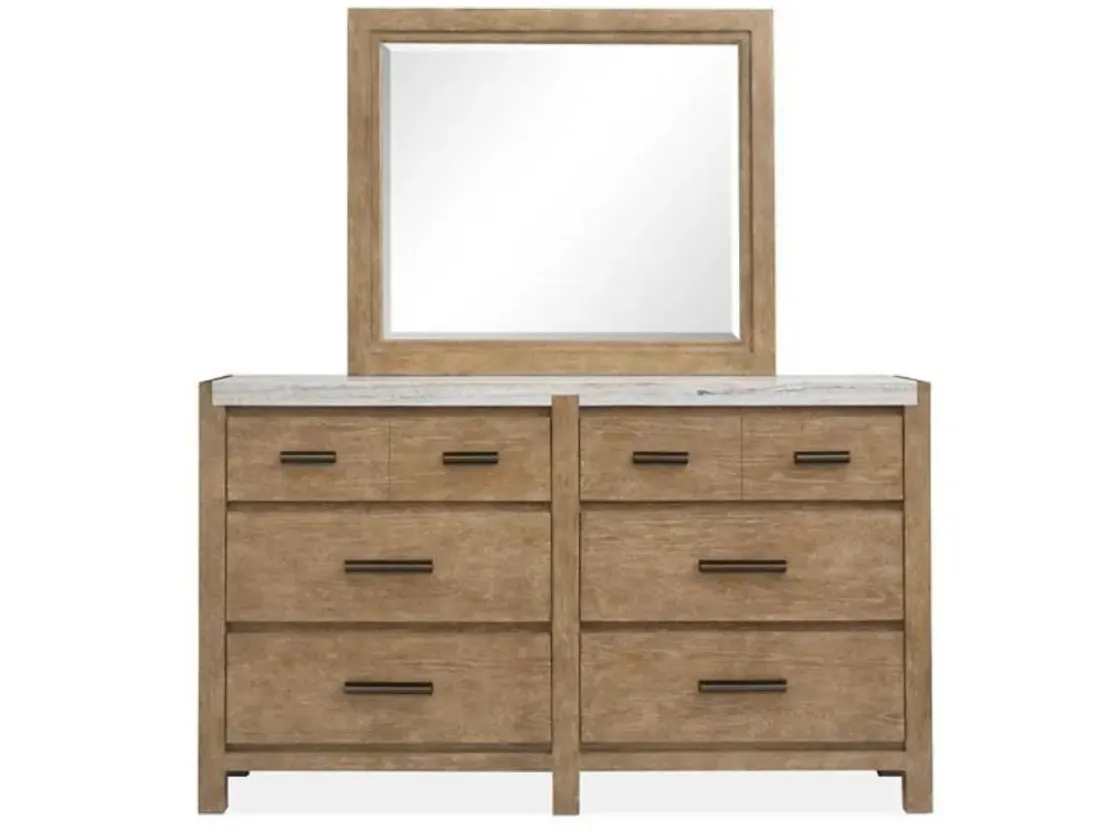 Mor Furniture Aspen Valley Panel Bed, Dresser, Mirror & Nightstand In Sierra Brown, Queen