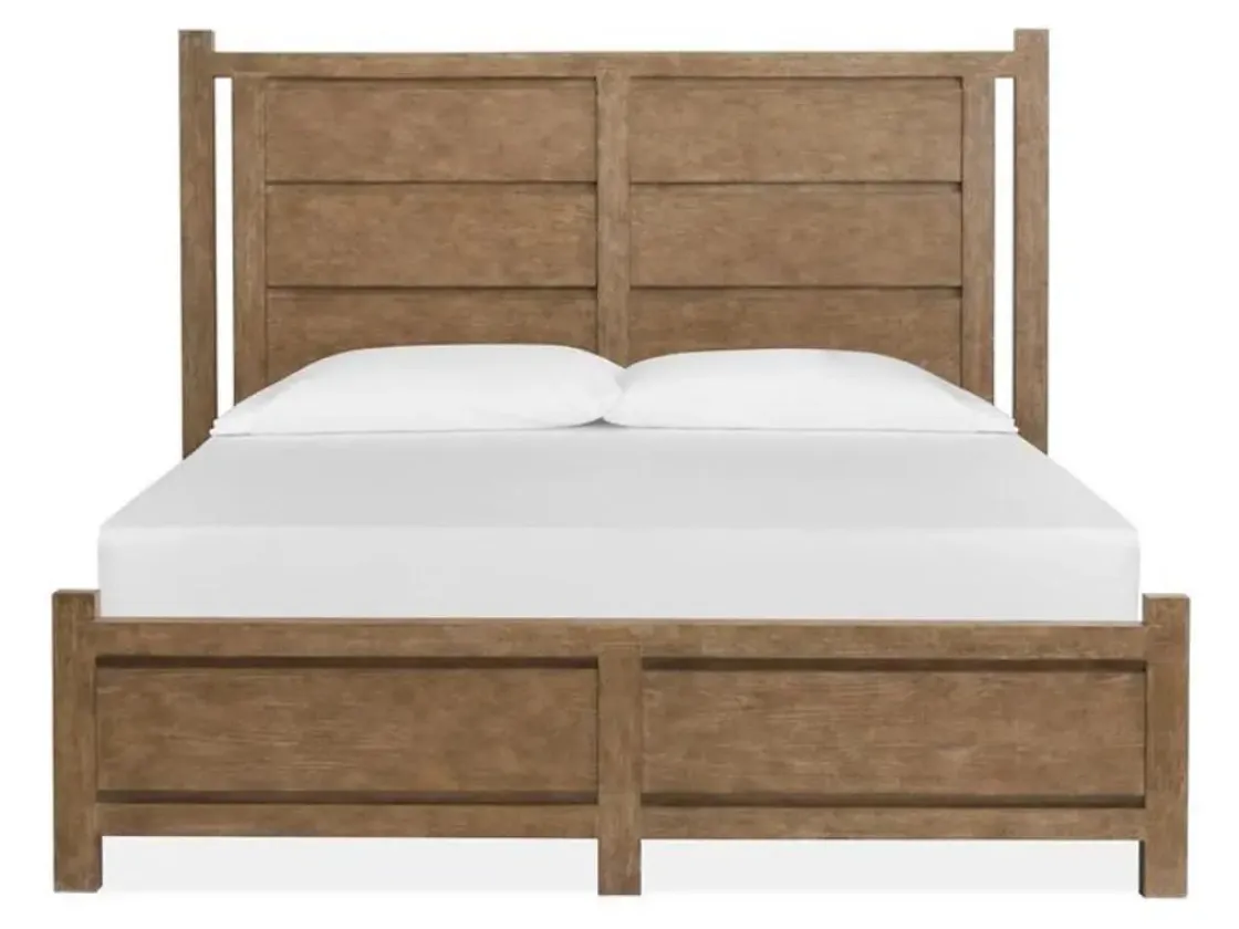 Mor Furniture Aspen Valley Panel Bed, Dresser, Mirror & Nightstand In Sierra Brown, Queen